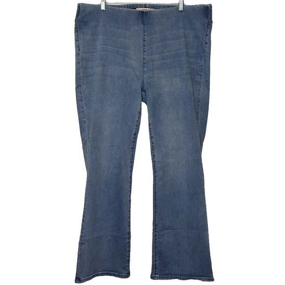 Soft Surroundings Jeans Womens 1X Light Wash Blue Pull On Super Stretch Wide Leg - Picture 1 of 7